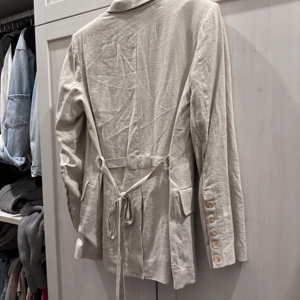 Free People Olivia Linen Blazer Cream Jacket size XS NWOT - Picture 5 of 8